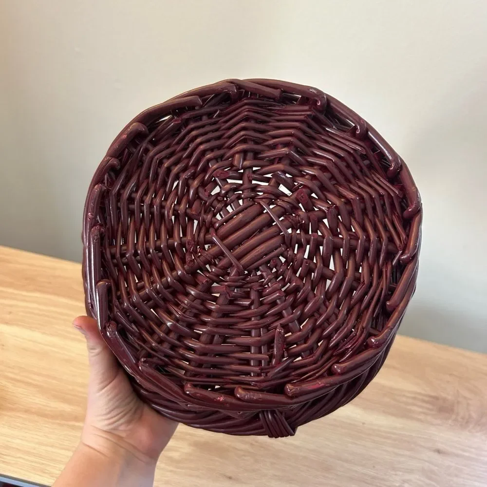 Woven Round Handle Basket - Deep Brown